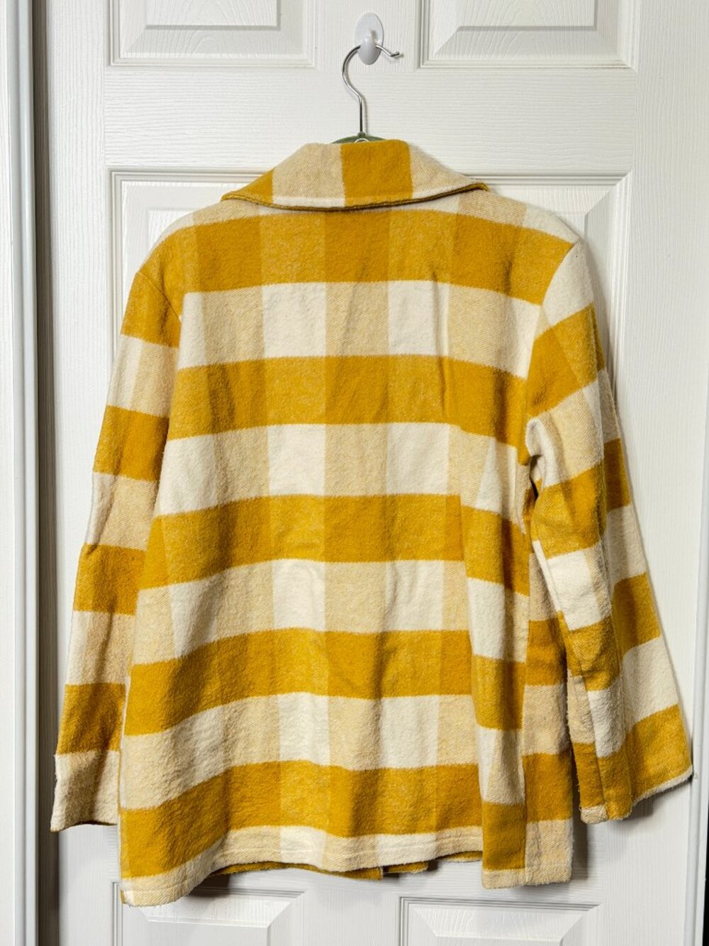 Yellow Plaid Flannel Coat- Boohoo Women's 10 - Picture 4 of 4